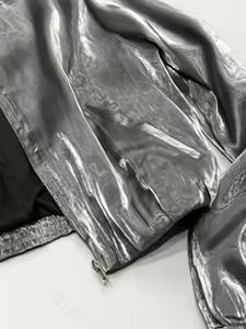 Chaqueta Casual de Primavera/Otoño, Moderna, Estilo Hip Hop, Corta, Delgada, Transpirable, Antiarrugas, con Cremallera, Textura Brillante, Top para Mujer - Product Image 4