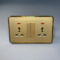 Interrupteur et prise murale britanniques standard BS Gold 3 gang avec 20A/10A NFC en matériau PC, produit électrique
