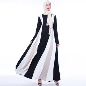 최신 중동 Kaftan Abaya 이슬람 옷 기모노 abaya 최고 품질 스트립 조합 드레스 큰 밑단 Abaya
