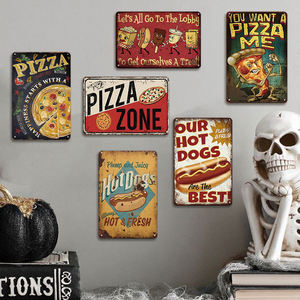 Plaque Métallique Rétro Pizza Hot Dog Décoration Vintage Fast Food pour Restaurant Cuisine Salle à Manger Art Mural Plaque Nostalgique - Product Image 4