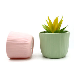 Yicai Modern Home Decor vaso da fiori modello in pietra cerchio artificiale piccola fioriera in plastica succulenta - Product Image 4