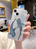 Étui transparent en TPU avec motif requin baleine aquarelle charmant, coque de téléphone souple et esthétique pour iPhone 17 16 15 14 13 Pro Max