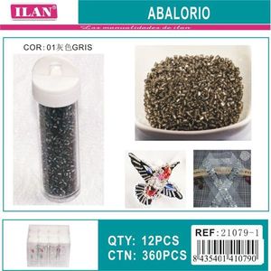 Perline ILAN Abalorio Colore Grigio 21079-1 per Creazione di Gioielli Artigianali, 12 Pezzi per Tubo - Product Image 1