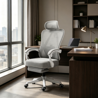 Chaise de bureau ergonomique avec dossier en maille en PP, pivotante, réglable en hauteur, idéale pour les longues heures de travail, la maison, les études et les dortoirs