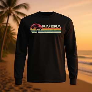 เสื้อยืดแขนยาวริเวร่า ดีไซน์วินเทจ พระอาทิตย์ตกดิน ต้นปาล์ม สไตล์ยุค 80s 90s - Product Image 3