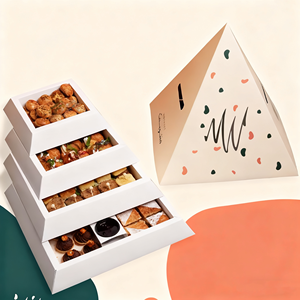 Offre Spéciale traiteur personnalisé Bento à emporter nourriture à emporter gâteau Kraft Desserts pâturage plateau papier <span class=keywords><strong>pyramide</strong></span> boîte emballage pour collations - Product Image 1