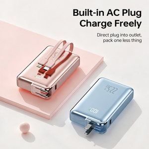 Batterie externe tendance avec prise CA pliable, câbles de charge doubles intégrés, charge rapide 22,5 W - Product Image 4