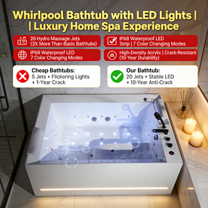 <span class=keywords><strong>Vasca</strong></span> Idromassaggio Freestanding per 2 Persone con Scarico Centrale, Stile Giapponese, Massaggio Whirlpool, Colore Bianco Opaco - Product Image 4