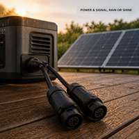 Connecteur étanche femelle LP12 à 4 broches avec câble, prise à déconnexion rapide M12 IP68 IPX9K pour alimentation et signal extérieurs