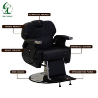 JINCHENG Chaise Peluqueria Cadeira De Barbeiro Pompe hydraulique professionnelle tout en cuir synthétique noir pour salon de coiffure