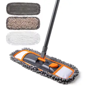 Mops אבק רב תכליתי לניקוי הרצפה עם 3 רפידות mop שונים ידית באורך 55 אינץ'