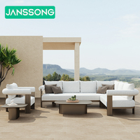 Ensemble de canapés de luxe modernes en aluminium en forme de L, mobilier de jardin, mobilier de piscine en métal, canapés d'extérieur