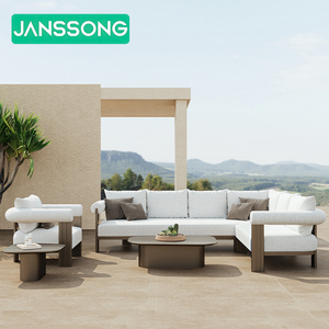 Ensemble de canapés de luxe modernes en aluminium en forme de L, mobilier de <span class=keywords><strong>jardin</strong></span>, mobilier de piscine en métal, canapés d'extérieur - Product Image 2