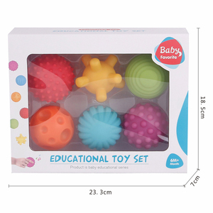 Éducatif précoce enfant en bas âge sensoriel couleur vive 6 pièces caoutchouc bébé pincement doux au toucher main balle ensemble jouets de bain - Product Image 5