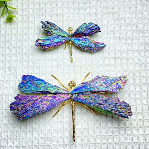 Vente en gros de pierres naturelles Aura, tourmaline noire, <span class=keywords><strong>libellule</strong></span>, abeille, arc-en-ciel violet <span class=keywords><strong>bleu</strong></span>, argent électroplaté, pour la décoration de la maison - Product Image 3