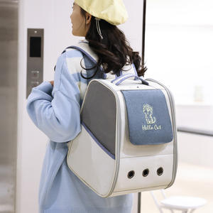 Zaino in tela portatile traspirante di grande capacità per animali domestici in uscita borsa a tracolla per gatti e cuccioli - Product Image 3