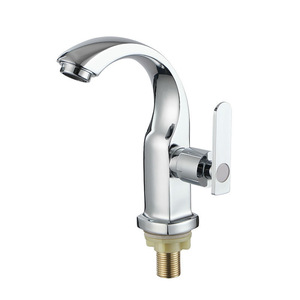Robinet de lavabo monocommande chromé avec cartouche céramique, monotrou, à poser sur le comptoir, moderne et minimaliste pour salle de bain - Product Image 1