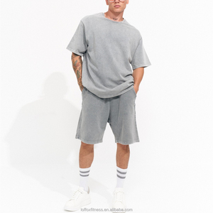 T-Shirt e Shorts <span class=keywords><strong>Beige</strong></span> Vintage oversize da <span class=keywords><strong>uomo</strong></span> in cotone Vintage leggero e leggero estivo personalizzato <span class=keywords><strong>tuta</strong></span> da ginnastica 2 pezzi - Product Image 1