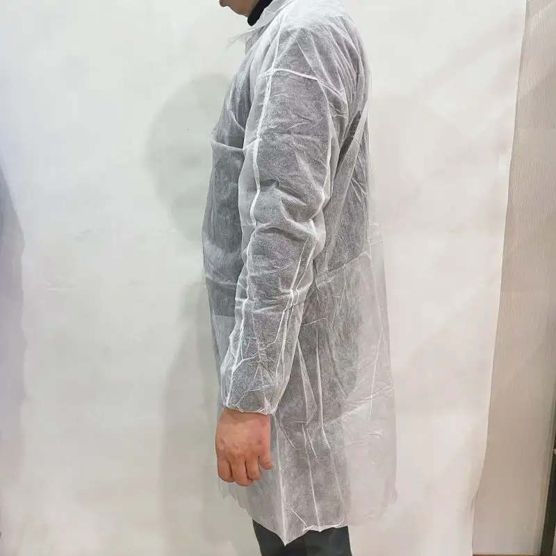 Высокое качество лабораторный халат 25 г белый лабораторный халат с пуговицей без карманов XXL два предмета Продам лабораторный халат