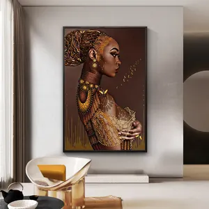 Afrikanische Leinwand Wand kunst mit Frau Ölgemälde Druck auf Leinwand für Schlafzimmer Dekor Bild gerahmt große Wandmalerei