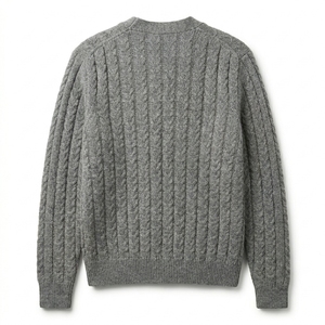 Cárdigan de Hombre de Invierno de la Mejor Calidad, Cuello en V, Botones, Tejido de Punto Trenzado, 25% Acrílico Reciclado, 50% Algodón BCI, Venta al Por Mayor - Product Image 2