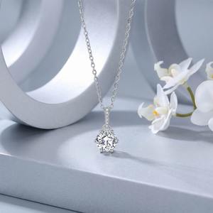 Collier en argent sterling 925 avec moissanite <span class=keywords><strong>1</strong></span> <span class=keywords><strong>carat</strong></span>, bijoux de mariage pour femmes, pendentif en argent S925 avec pierre scintillante, livraison rapide - Product Image 2