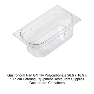 ถาดใส่อาหารโพลีคาร์บอเนต GN 1/4 ขนาด 26.5 × 16.5 × 10 ซม. ไม่มีฝาปิด, -100/+100 ° C - Product Image 2
