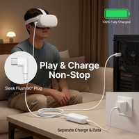 Cable VR Link de 5M, USB 3.0 a USB C, 90 Grados, Chip Inteligente, Reproducción con Carga Rápida PD para Meta Quest 3S/3/2/Pico 4 PCVR SteamVR
