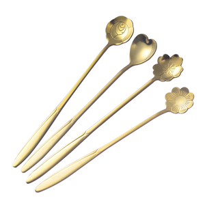 DFC0337 Cuchara de Acero Inoxidable con Diseño de Flor de Cerezo, Cuchara Creativa con Pétalos para Café, Postre, Miel, Cuchara Larga para Remover, Cuchara para Helado - Product Image 2