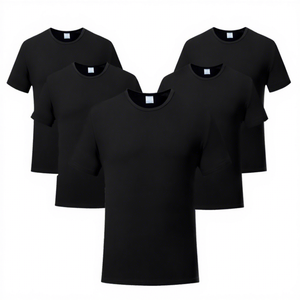 Magliette a Maniche Corte con Collo Tondo in Raso 100% Poliestere Taglia USA per Uomo Nere con Logo Personalizzato Stampato a Trasferimento Termico Asciugatura Rapida Traspiranti - Product Image 1