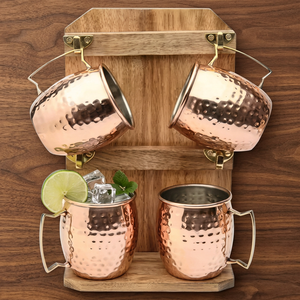 Ensemble de tasses en cuivre martelé avec poignée, tasses réutilisables pour cocktails, jus, mocktails, bar à domicile, restaurant, service de fête - Product Image 1