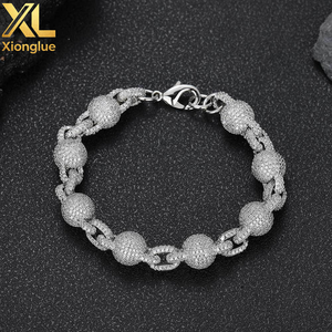 Luxury 18K Gold Plated for <b>Bracelet</b> for Men and Women Full Diamond Round <b>Bead</b> Iced Design Butterfly Shape Fine Jewelry Bangle - Product Image 4