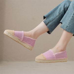Nouvelles mules en toile <span class=keywords><strong>rose</strong></span> à franges pour femmes, design à bout fermé, chaussures à <span class=keywords><strong>plateforme</strong></span> en jute tissée, espadrilles d'été - Product Image 5