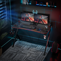 Escritorio Ergonómico para Juegos, Estación de Trabajo para PC Gamer, con Portavasos, Gancho para Auriculares, Pantalla LED, Superficie de Fibra de Carbono