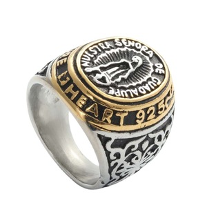 Men's Stainless Steel Goddess <b>Ring</b> 925 Silver Gold Plated Retro Punk Style Fashion Jewelry Gift for Him - Product Image 1