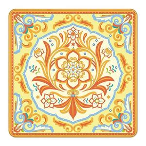 Tapis de jeu de mahjong floral mandala rétro <span class=keywords><strong>Majorelle</strong></span> Yellow Base, avec dos en caoutchouc antidérapant et absorption des chocs - Product Image 1