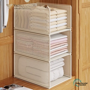 Mesh Storage <b>Basket</b> Rectangle 97cm x 40cm x 34cm <b>Stackable</b> Open Top Clothing Organizer Floor Standing Minimalist Design - Product Image 6