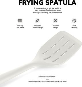 Espátula de Silicona con Mango de Madera Blanco Crema, Ecológica, Antiadherente, Apta para Lavavajillas, Utensilios de Cocina, Herramientas de Cocina, OEM ODM - Product Image 2