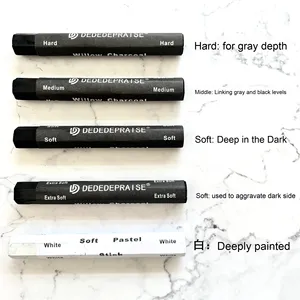 5 pezzi solubili in acqua professionale <span class=keywords><strong>accademia</strong></span> arte disegno salice carboncino bianco pastello bastoncini-extra morbido medio duro morbido - Product Image 1