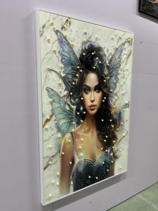 Arte de Pared Colgante Hecho a Mano con Diseño de Hada Mariposa de Lujo, Decoración 3D con Alas de Perlas y Diamantes de Imitación - Product Image 2