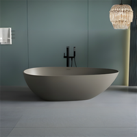 Baignoire autoportante en pierre artificielle noire de style européen, écologique, facile à nettoyer et durable, pour salle de bain au design moderne, utilisation hôtelière