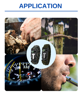 Pulseras <span class=keywords><strong>de</strong></span> cuchillo Paracord multifuncionales <span class=keywords><strong>7</strong></span> en 1 para exteriores con reloj Digital Fire Starter Compass Whistle - Product Image 6