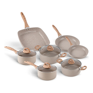 High Quality <b>Pot</b> Pan Glass Lids Soft Touch Handle Non Stick 12 Piece Aluminium <b>Ceramic</b> Cookware Set - Product Image 1