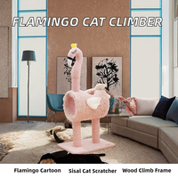 Arbre à chat en bois Kinghon à motif de dessin animé avec poteau à gratter et structure d'escalade, design écologique et durable, emballé en carton