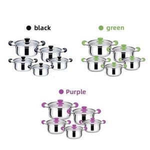 Wholesale 10pcs Home and Kitchen <b>Pot</b> Stainless Steel Casserole Mental Non Stick Pan Cheap Kitchen Utensil Cookware <b>Sets</b> - Product Image 3
