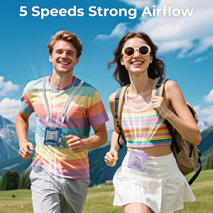 Ventilateur de refroidissement personnel rechargeable K50 Capacité de la batterie de 10000mAh Affichage à cinq niveaux pour un usage domestique en plein air Caractéristiques de la lumière <span class=keywords><strong>SOS</strong></span> - Product Image 4