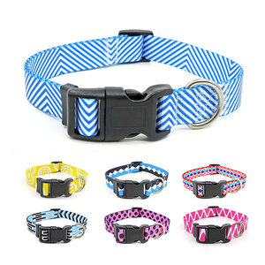 Blue Geometric Pattern <b>Dog</b> <b>Collar</b> Adjustable Buckle Closure Polyester Material All Seasons Simple Style - Product Image 2