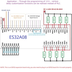 Module d'extension multifonctionnel <span class=keywords><strong>ESP32</strong></span> ES32A08 ES33B08 DC 12V <span class=keywords><strong>24V</strong></span> avec ports numériques et analogiques pour réseau Ethernet WEB MQTT et 4 relais DIY - Product Image 5