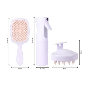 Gloway Verified Set Of 3 Popular 2023 Detangling Brush Hair Comb Hollow Out Hair Brush Including Shampoo Brush Hair Sprayer
