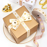 Byron Fabrication Satin Ruban Logo Personnalisé Rubans De Luxe 3d Feuille D'or Imprimé De Mariage Cadeau Boîte Wrap Ruban Personnalisé